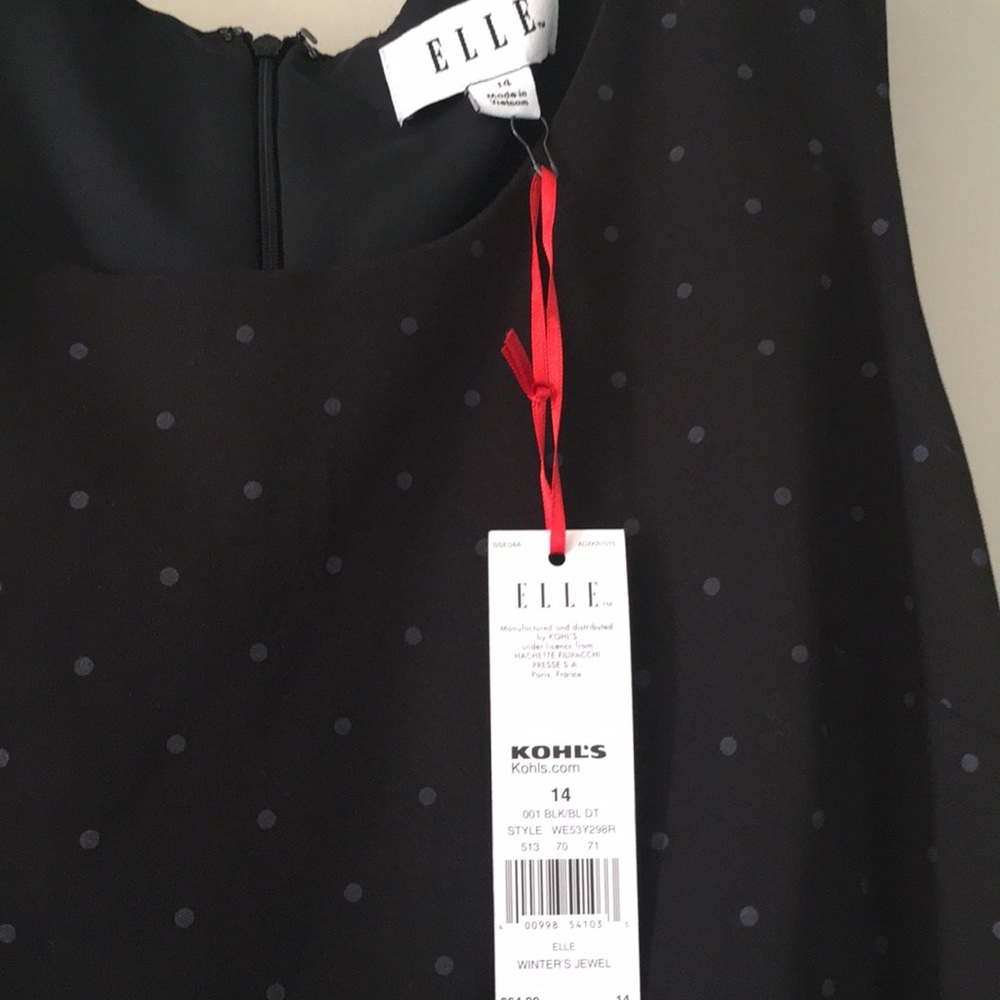 NWT ELLE sleeveless black polka dot dress - Picture 4 of 5